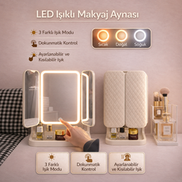 LED Işıklı Katlanabilir Makyaj Aynası