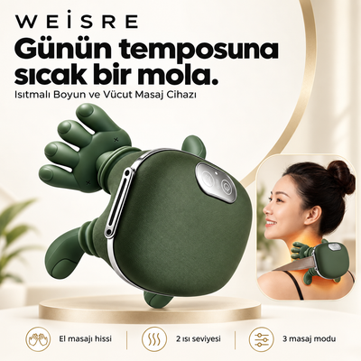 WEİSRE 4D Isıtmalı Boyun, Omuz, Bel ve Bacak Masaj Aleti – 3 Masaj Modu, 2 Isı Seviyesi