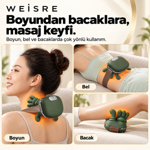 WEİSRE 4D Isıtmalı Boyun, Omuz, Bel ve Bacak Masaj Aleti – 3 Masaj Modu, 2 Isı Seviyesi