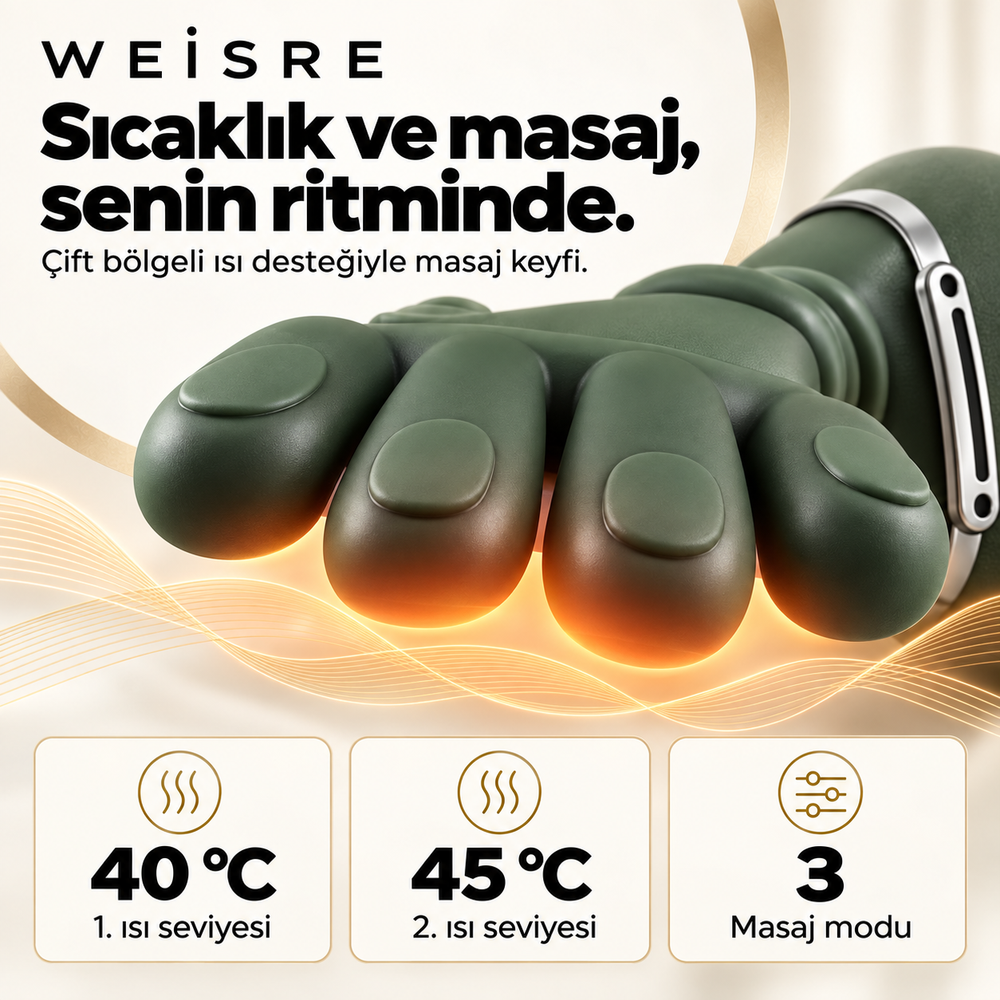 WEİSRE 4D Isıtmalı Boyun, Omuz, Bel ve Bacak Masaj Aleti – 3 Masaj Modu, 2 Isı Seviyesi