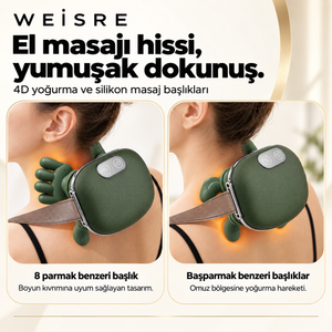 WEİSRE 4D Isıtmalı Boyun, Omuz, Bel ve Bacak Masaj Aleti – 3 Masaj Modu, 2 Isı Seviyesi