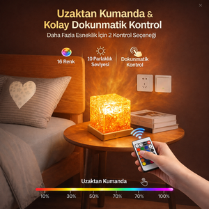 Renk Değiştiren LED Kristal Küp Gece Lambası - görsel 6