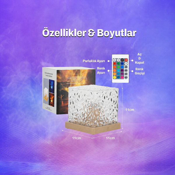 Renk Değiştiren LED Kristal Küp Gece Lambası - görsel 7