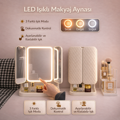 LED Işıklı Katlanabilir Makyaj Aynası - görsel 1