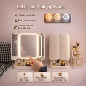 LED Işıklı Katlanabilir Makyaj Aynası - görsel 1