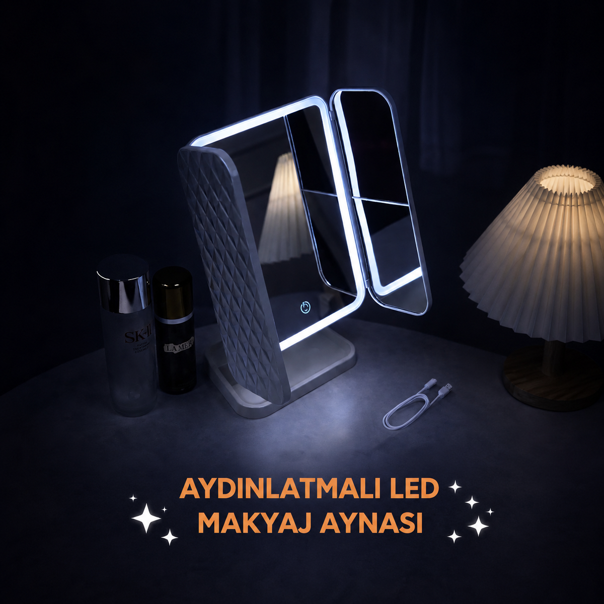 LED Işıklı Katlanabilir Makyaj Aynası - görsel 3