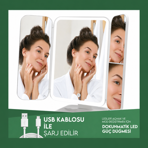 LED Işıklı Katlanabilir Makyaj Aynası - görsel 5