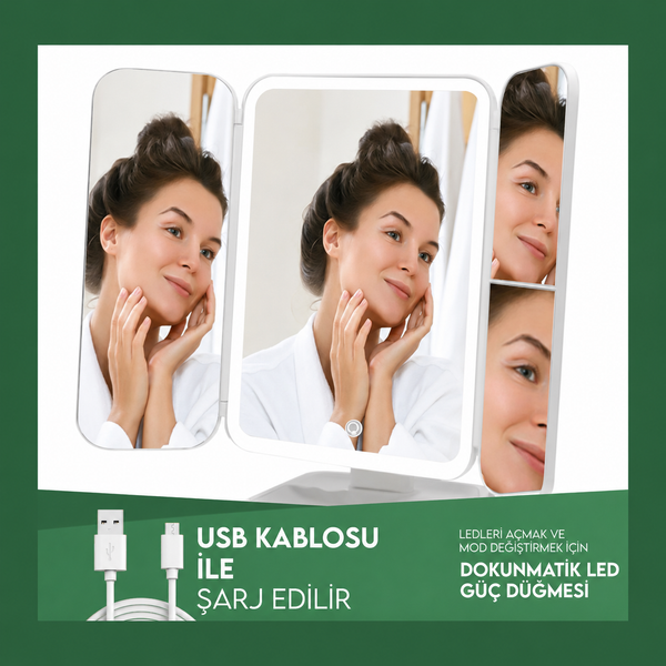 LED Işıklı Katlanabilir Makyaj Aynası - görsel 5