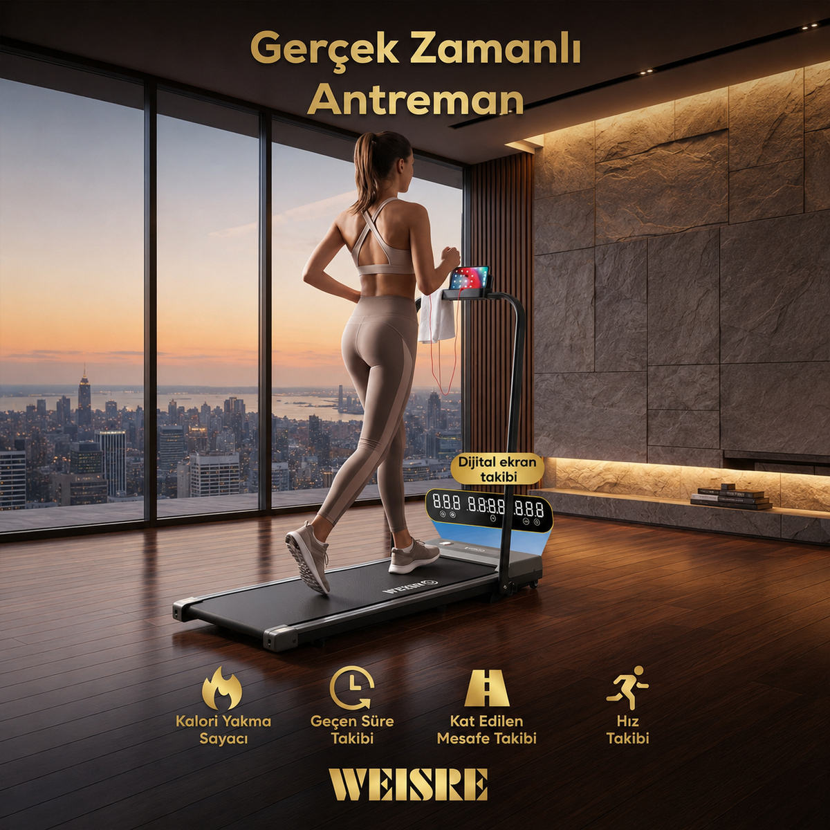 Katlanabilir Elektrikli Yürüyüş Bandı - görsel 2