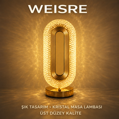 Kristal Masa Lambası - Altın Oval - görsel 1