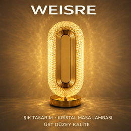 Kristal Masa Lambası - Altın Oval