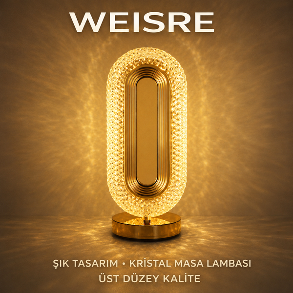Kristal Masa Lambası - Altın Oval - görsel 1