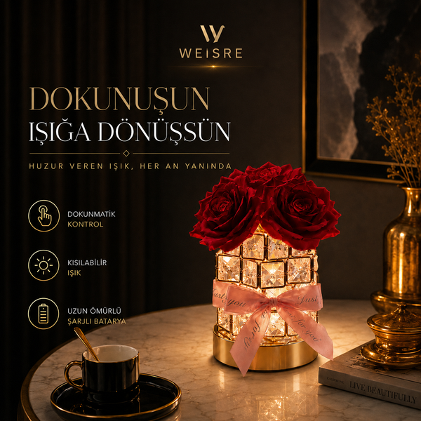 Gül Kristal Masa Lambası - görsel 3