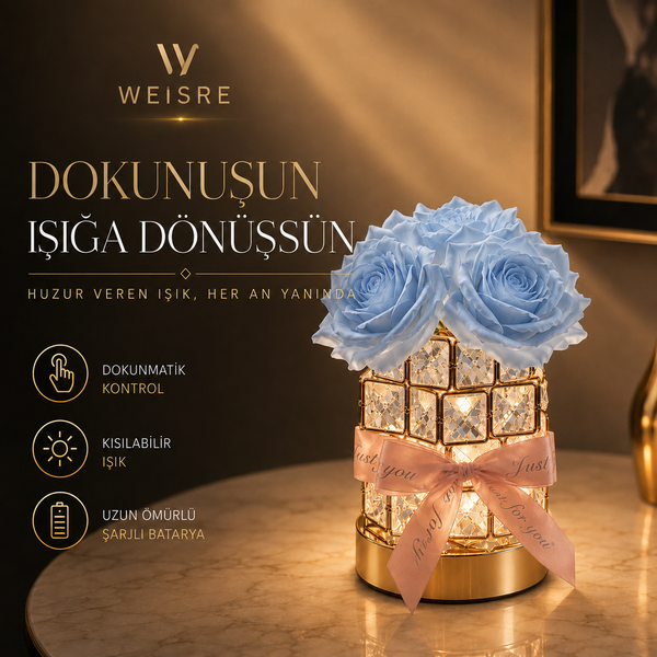 Gül Kristal Masa Lambası - görsel 9