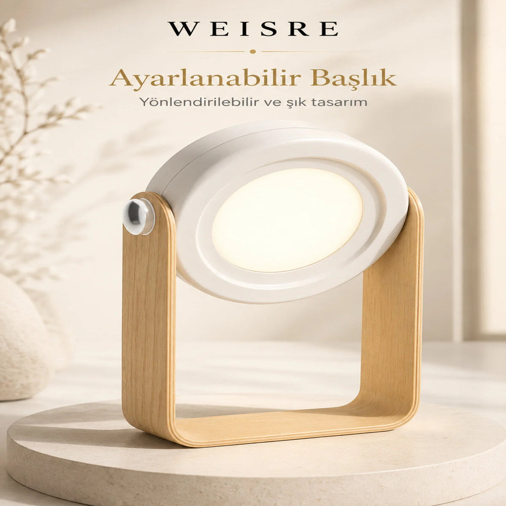 Taşınabilir Katlanır Ahşap LED Lamba - görsel 1