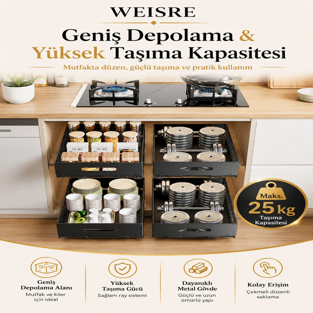 Raylı Mutfak Düzenleyici Çekmeceli Sepet - görsel 1