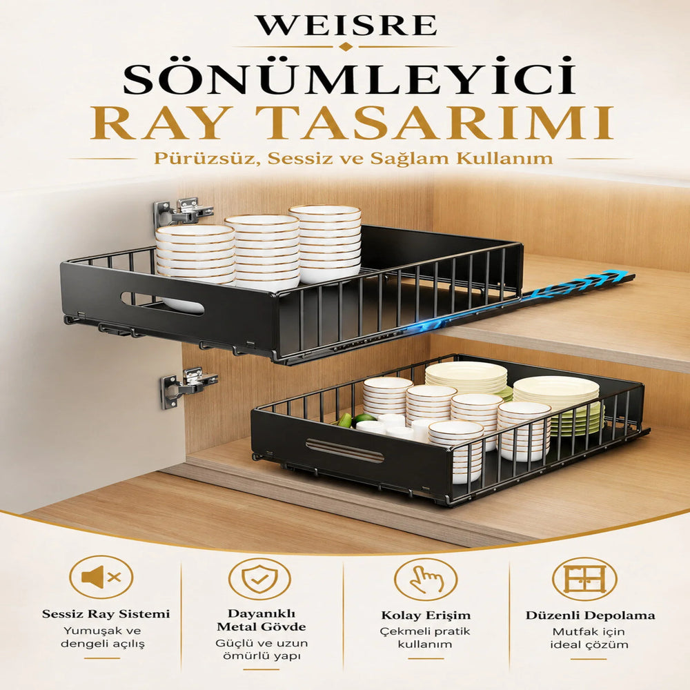 Raylı Mutfak Düzenleyici Çekmeceli Sepet - görsel 1
