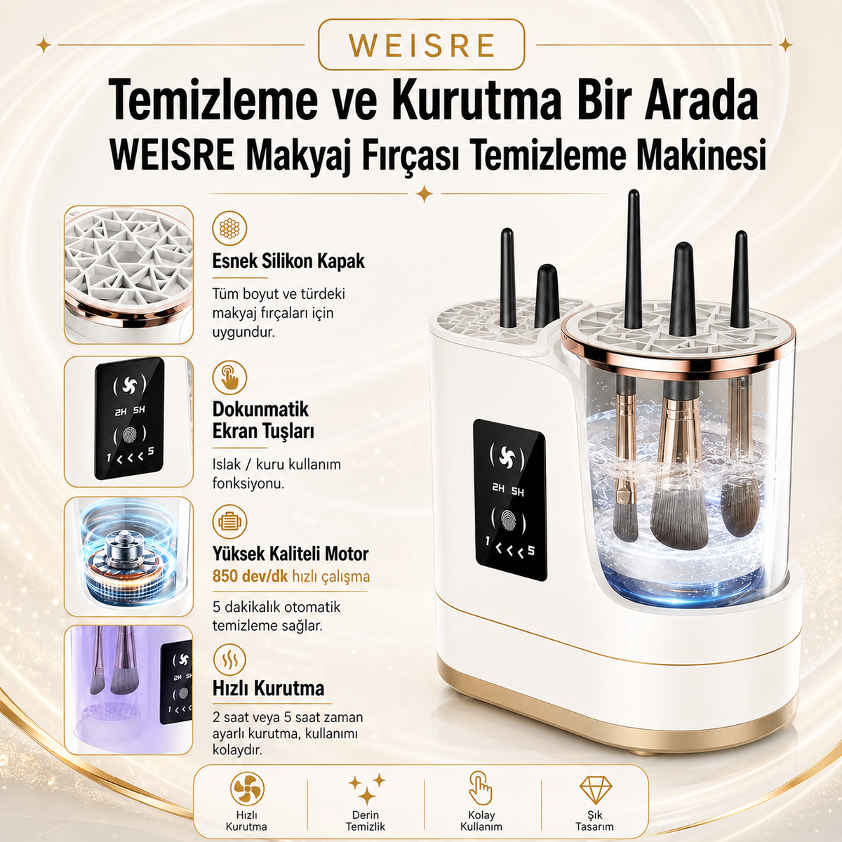 Elektrikli Makyaj Fırçası Temizleyici - görsel 3