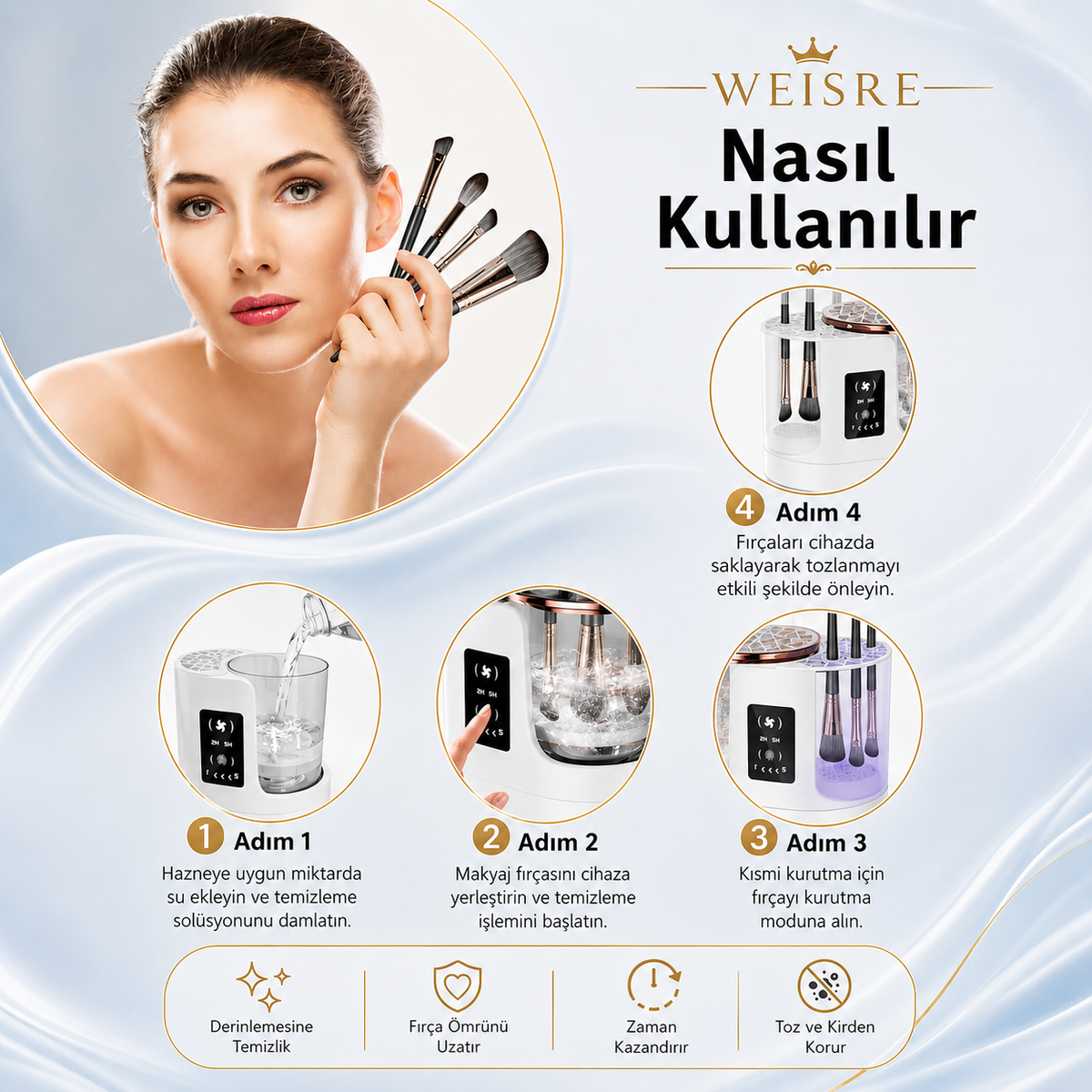 Elektrikli Makyaj Fırçası Temizleyici - görsel 5